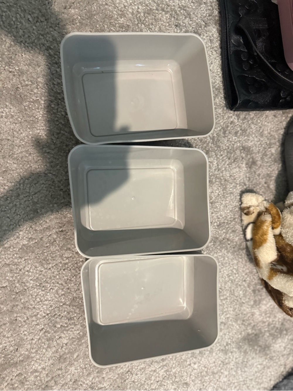 Set of 3 Rectangular White Storage Bins